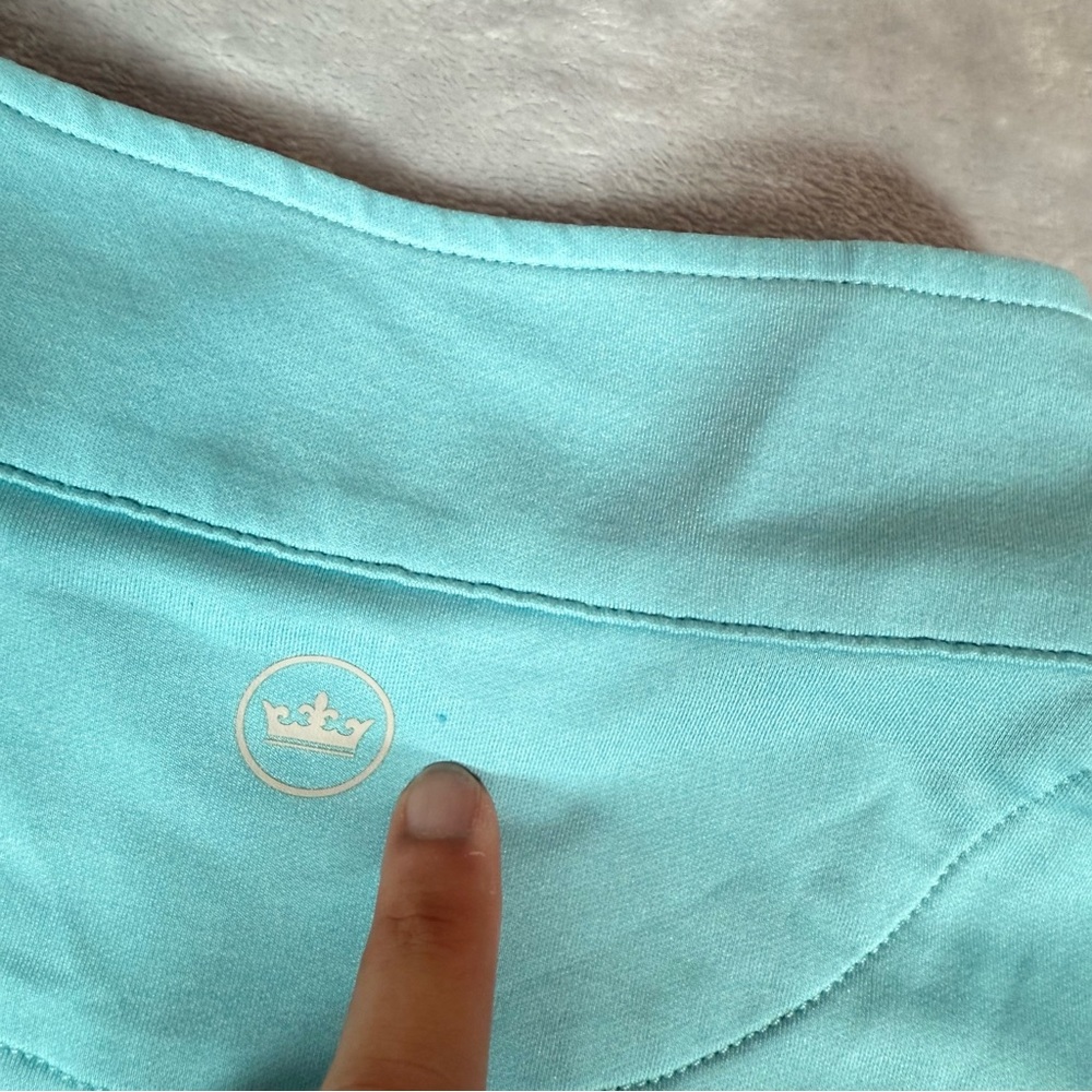 Peter Millar 1/4 Zip Pullover Mens XL Teal Blue Laurel Creek Country Club Golf - Picture 7 of 10